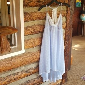 Sheer Periwinkle & Cream Lace Baby Doll Teddy